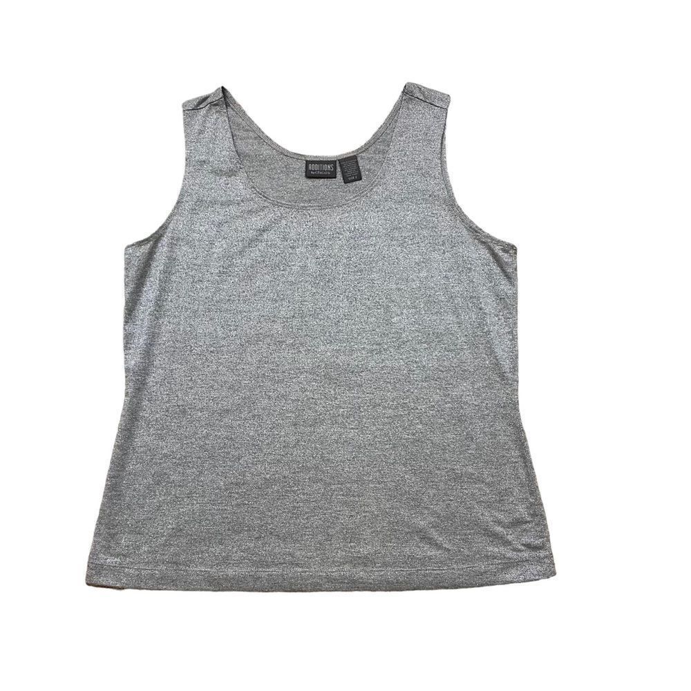 Additions by Chicos Brand Silver Sleeveless Scoop Neck Top Chicos Size 2‎
